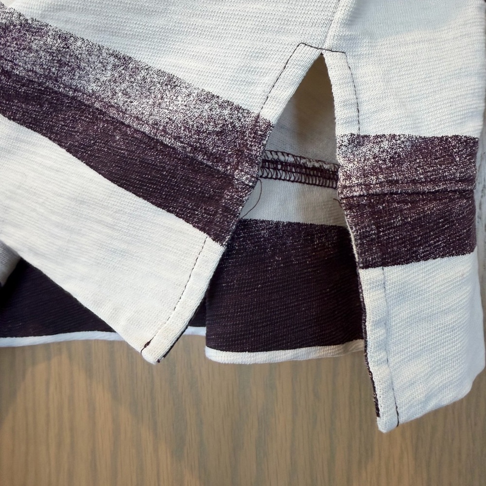 Madewell Cream and Deep Plum Striped Short Sleeve Top Cotton Tee SM - Picture 7 of 11